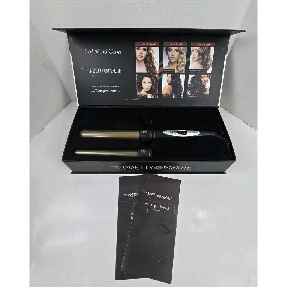 Pretty in a Minute Professional Wand Curler 3 in 1 Titanium Ceramic MISSING 1/2"